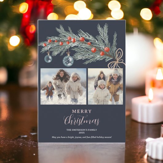 緑素朴松赤メリークリスマス3枚の写真 シーズンカード