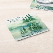 緑素朴林の松 スクエアペーパーコースター (アングル)