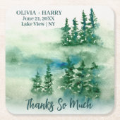 緑素朴林の松 スクエアペーパーコースター (正面)