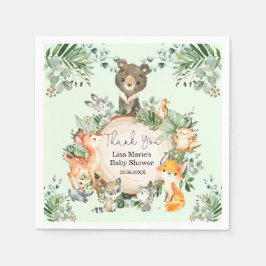 緑素朴林の森の赤ちゃん動物 スタンダードカクテルナプキン