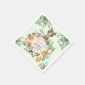 緑素朴林の森の赤ちゃん動物 スタンダードカクテルナプキン (角)