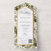 緑素朴植物体金ゴールドフレームQRコード オールインワン招待状 (内側)