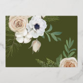 緑素朴植物写真フルクリスマス 箔シーズンカード (裏面)