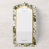 緑素朴植物性金ゴールドフレームディナー オールインワン招待状 (外側)