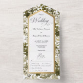 緑素朴植物性金ゴールドフレームディナー オールインワン招待状 (内側)