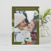 緑素朴植物枠写真クリスマス シーズンカード (スタンド正面)