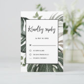 緑素朴植物水の色結婚の 出欠カード (スタンド正面)