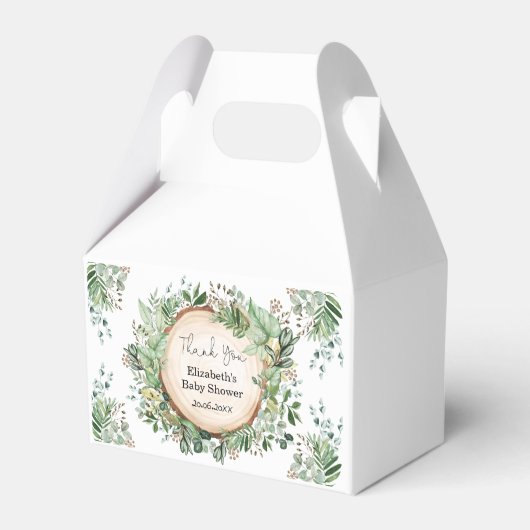 緑素朴植物赤ちゃんシャワー1st誕生日 フェイバーボックス (裏面サイド)