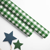 緑素朴水牛のプレイド ラッピングペーパー