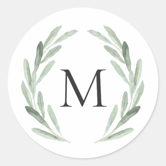 緑素朴水色リースモノグラシンプルム ラウンドシール (正面)