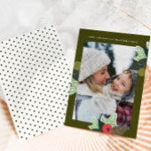 緑素朴点ボタニカルフレーム写真クリスマス シーズンカード