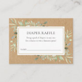 緑素朴色おむつラッフルシャワー エンクロージャーカード (正面)