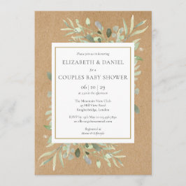 緑素朴色のカップルがシャワーを浴男女兼用びる 招待状