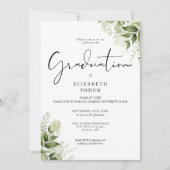 緑素朴色のフローラエレガント写真卒業 招待状 (正面)