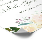 緑素朴色のフローラブライダルシャワーウェルカムサイン ポスター (角)