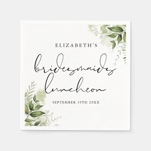 緑素朴色のブエレガントリーデスメイド昼食会 スタンダードカクテルナプキン (正面)