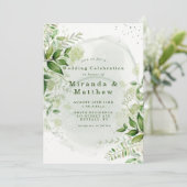 緑素朴色のブドウ畑ホワイト結婚式招待状 (スタンド正面)