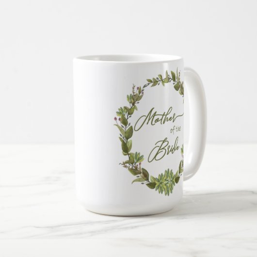 緑素朴色のリース果実の母の花嫁 コーヒーマグカップ (正面右)