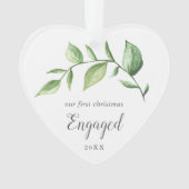 緑素朴色の写真初めてのクリスマス婚約した オーナメント (正面)