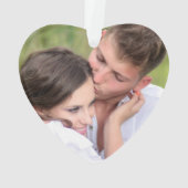 緑素朴色の写真初めてのクリスマス婚約した オーナメント (裏面)