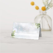 緑素朴色の冬の結婚式 プレイスカード (正面)