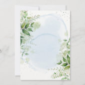 緑素朴色の埃っぽいブルーカップルシャワー招待状 (裏面)