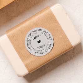 緑素朴色の手作り石鹸 ラウンドシール