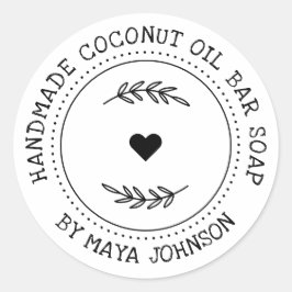 緑素朴色の手作り石鹸 ラウンドシール