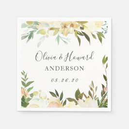 緑素朴色の水の色の野生のフローラ結婚の スタンダードカクテルナプキン