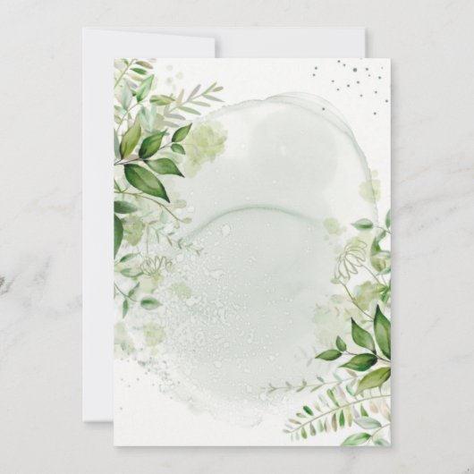 緑素朴色の白い花嫁の昼食会招待状 (裏面)