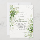 緑素朴色の白い花嫁の昼食会招待状 (正面)