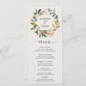 緑素朴色の葉結婚植物用メニュー プログラム (正面/裏面)