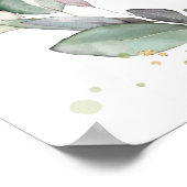 緑素朴色の葉金ゴールドの結婚歓迎サイン ポスター (角)