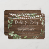 緑素朴色の赤ちゃんシャワーブックにベビーを灯す エンクロージャーカード (正面/裏面)