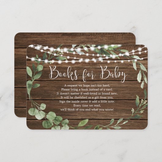 緑素朴色の赤ちゃんシャワーブックにベビーを灯す エンクロージャーカード (正面/裏面)