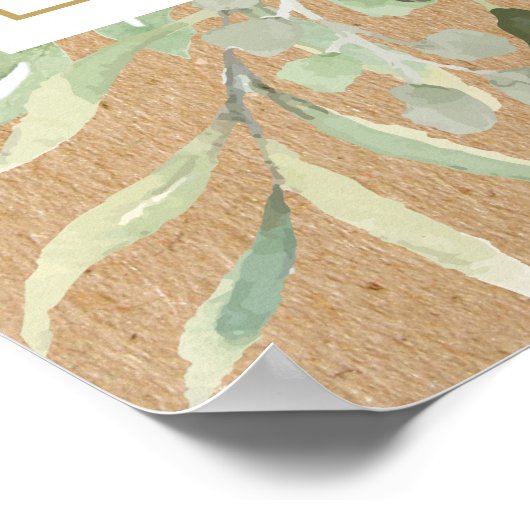 緑素朴色の赤ちゃんシャワー歓迎サイン ポスター (角)