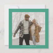 緑素朴色の金ゴールドフローラ写真の保存日付 案内状 (裏面)