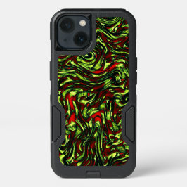 緑素朴色の黄色と鮮やかな赤い曲線