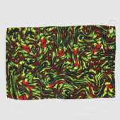 緑素朴色の黄色と鮮やかな赤い曲線 ゴルフタオル (横)