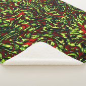 緑素朴色の黄色と鮮やかな赤い曲線 シェルパブランケット (3/4)