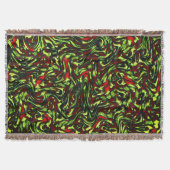 緑素朴色の黄色と鮮やかな赤い曲線 スローブランケット (正面)