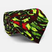 緑素朴色の黄色と鮮やかな赤い曲線 ネクタイ (ロール)