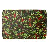 緑素朴色の黄色と鮮やかな赤い曲線 バスマット (正面)