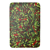 緑素朴色の黄色と鮮やかな赤い曲線 バスマット (正面縦)