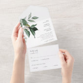 緑素朴色オールインワン結婚式招待状 オールインワン招待状 (貼ってはがせる)