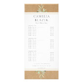 緑素朴色サロンサービスのメニュー価格表 ラックカード (正面)