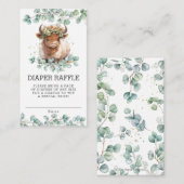 緑素朴色ハイランド牛ベビーおむつラッフル エンクロージャーカード (正面/裏面)