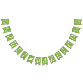 緑素朴色 |の結婚つる植物たった今結婚しました バンティングフラッグ