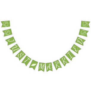 緑素朴色 の結婚つる植物たった今結婚しました バンティングフラッグ