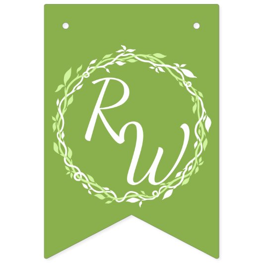 緑素朴色 |の結婚つる植物たった今結婚しました バンティングフラッグ (第2の旗)